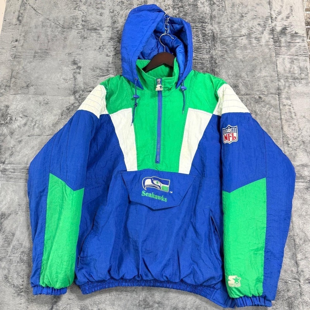 Vintage Starter Seattle Seahawks Pro Line Puffer Jacket NFL SUPER BOWL LX Champs